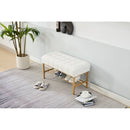 Teddy fabric Upholstered Storage Shoe Bench, Modern Bedroom Bench with Metal Legs for Living Room, Entryway, Dining Room,