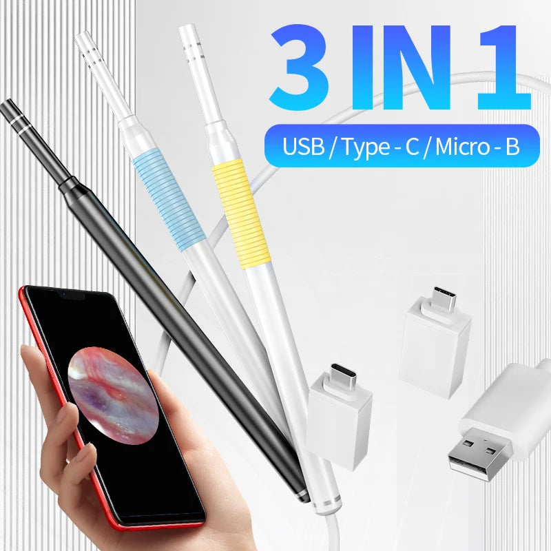 Ear Wax Removal Camera USB Ear Endoscope Camera With 6 Adjustable LED Ear Camera Compatible with Android Smartphone PC