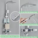 Rozin Black Smart Thermostatic Shower Faucet Set Bathroom Intelligent Rainfall Digital Mixer Tap With Rack and Bidet Bath System