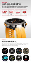 NEW Stratos 4 GPS Smart Watch 1.43 AMOLED Display Built-in Compass Barometric Altimeter Flashlight Voice Call Smartwatch
