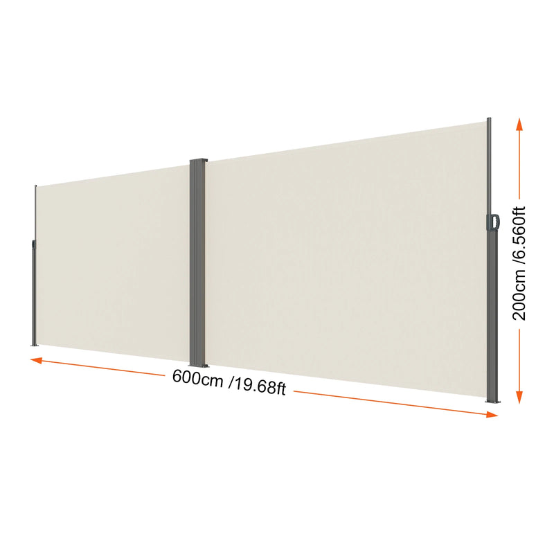 SucceBuy Retractable Side Awning Outdoor Privacy Polyester Water-proof Retractable Patio Screen UV 30+ Room Divider Wind Screen