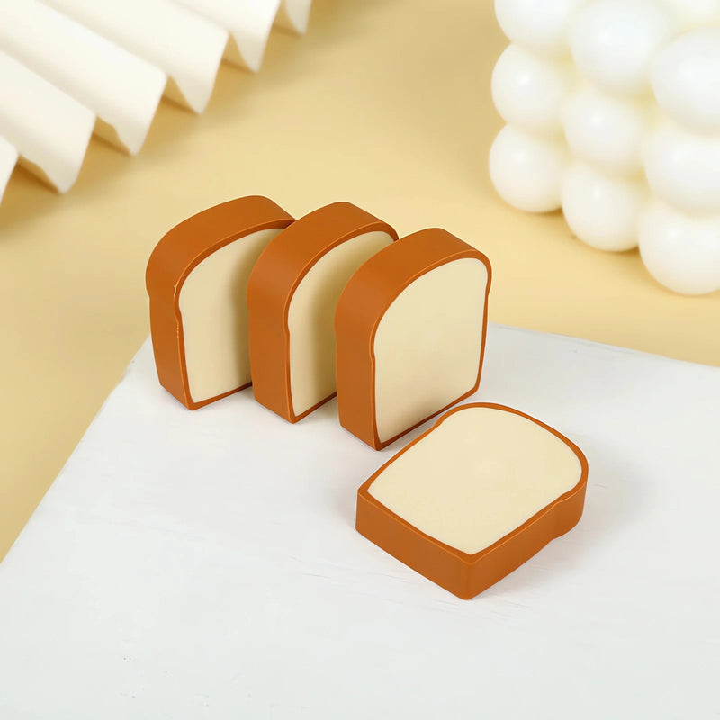 4pcs/Pack Creative Toast Shape Rubber Erasers, Bread Pencil Eraser, Students Prize School Stationery, Cute Children's Day Presen