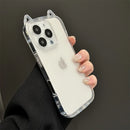 Fashion Clear 3D Cute Cat Ears Phone Case For iPhone 16 15 14 13 12 11 16 Pro Max 7 8 Plus X XR XS MAX Shockproof Soft TPU Cover