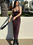 Hugcitar 2024 Summer Floral Print Slips Backless Elegant Sexy Slim Maxi Prom Dress Women Elegant Clothes Evening Party Festival