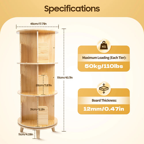 The Carousel | 3-Tier 360° Rotating Bookshelf