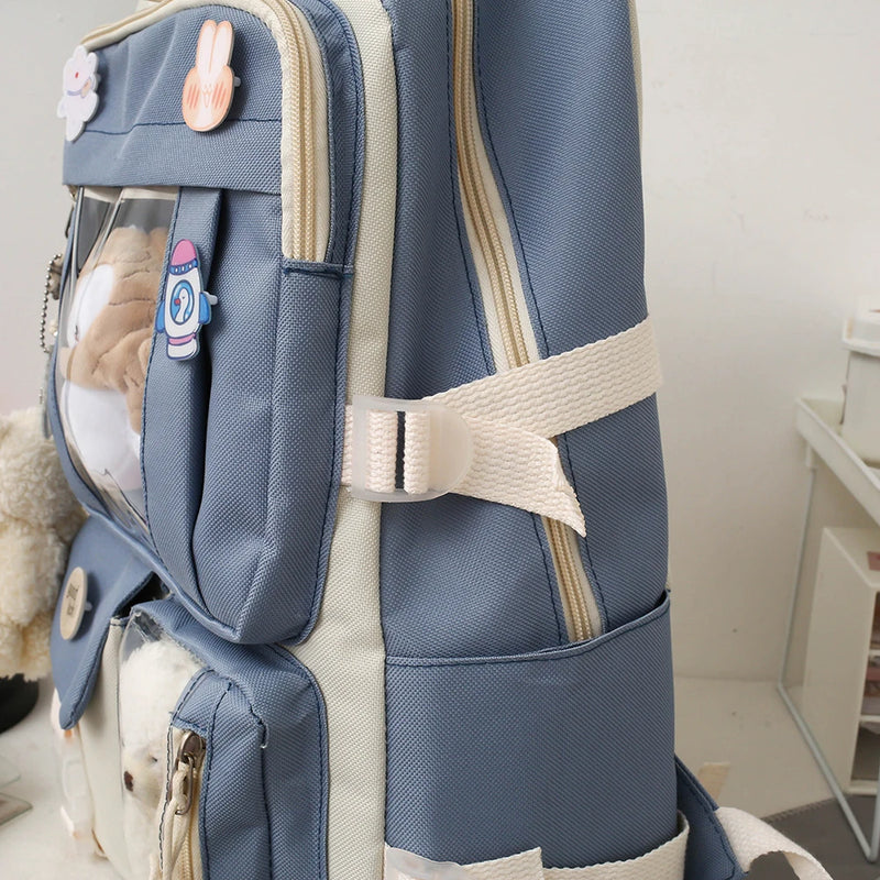 5pcs Girls Backpack School Bags for Teenage Girls Multipockets Backpack Women Mochila Travel Bookbags Shoulder Bags