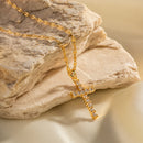 Uworld  Retro 18K PVD Gold Plated Clear Crossed Zircon Necklace Cubic Zirconia Cross Pendant Necklace Collar Acero Inoxidable
