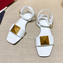 The Rivet Artisan Sandal: Genuine Leather Flat with Statement Buckle