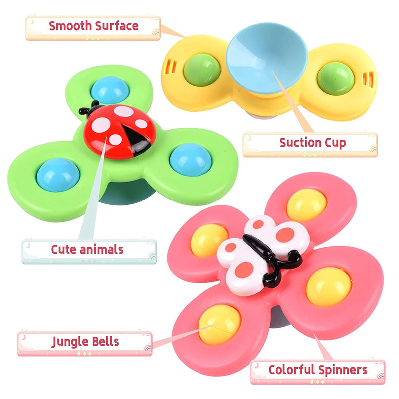 3PCS Suction Cup Fidget Spinner Toy For kids Infant Sensory Relief Stress Educational Bath Toys Baby Games Rotating Rattle Gift