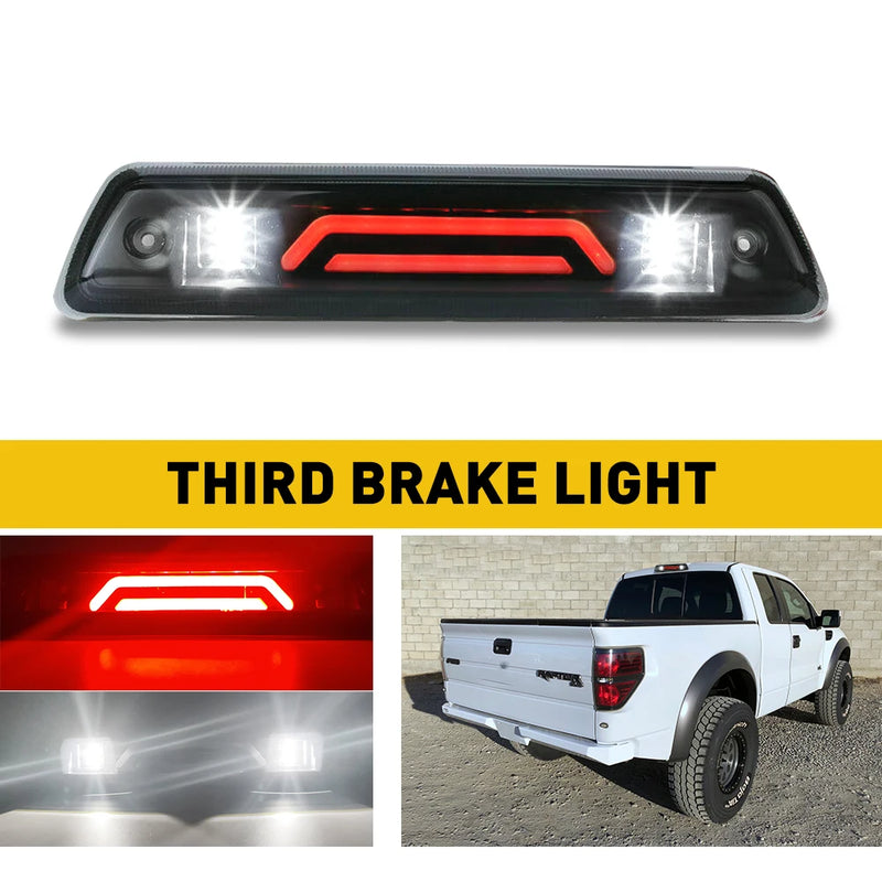 Red White LED Smoke Third 3rd Brake Light For Ford F150 F-150 2009 2010 2011 2012 2013 2014 Accessories Tail Rear Cargo Lamp