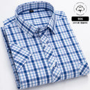 6XL Men's shirt Short sleeve Spring summer 100% cotton plaid Oxford non-ironing anti-wrinkle plus size casual shirt slim fit