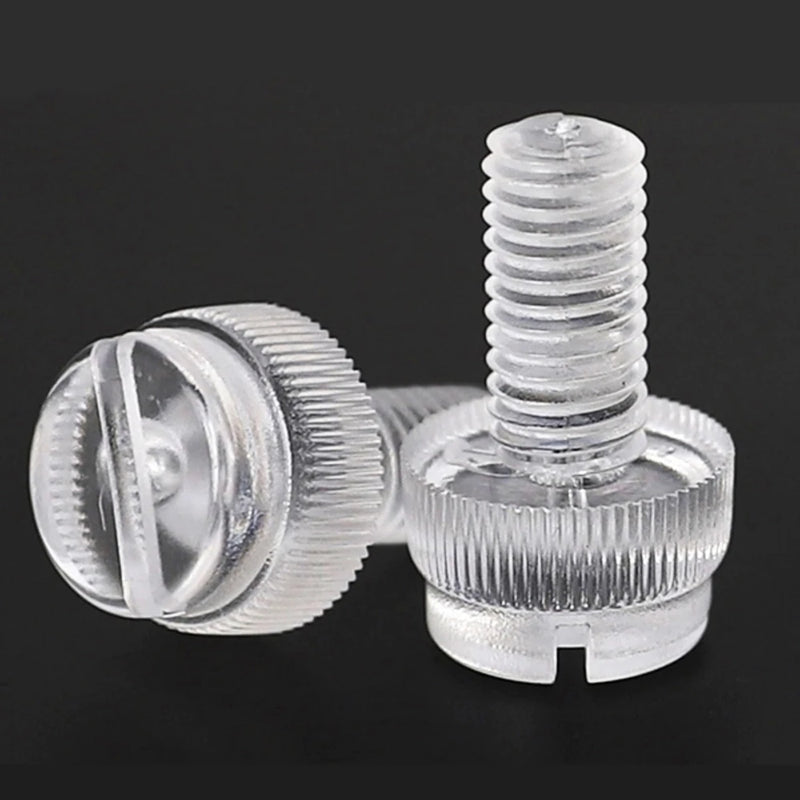 20-100pcs M3 M4 M5 M6 M8 Acrylic PC Transparent Knurled Thumb Slotted Screw PC Hand Twist Screw Computer Hand Tighten Screws