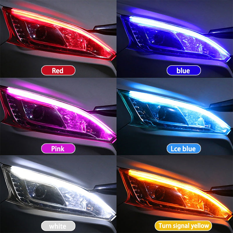 OKEEN LED Car Daytime Running Light With Start Sequential Scan DRL Universal Daylight Turn Signal Lamp Auto Headlight Strips 12V