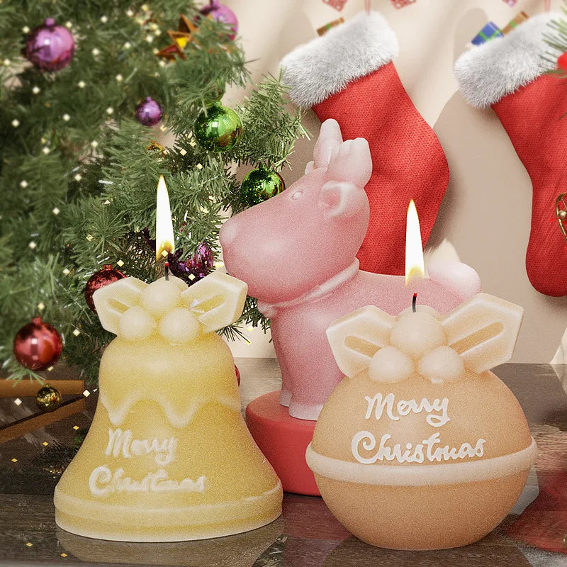 3D Christmas Snowman Elk Deer Silicone Candle Mold DIY Handmade Aromatherapy Gypsum Resin Crafts Making Home Xmas Decoration