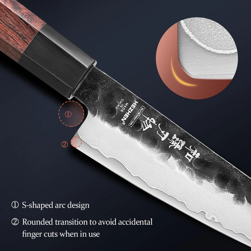 HEZHEN 5.5 Inches Utility Knife Stainless Steel Kitchen Cooking Knives Rosewood Handle With Gift Box Three-layer Composite Steel