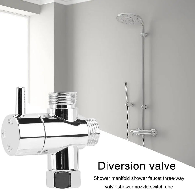 Faucet T Adapter Chrome Shower Head Diverter Valve Anti-scratch Shower Arm Splitter Corrosion Resistant for Handheld Showerhead