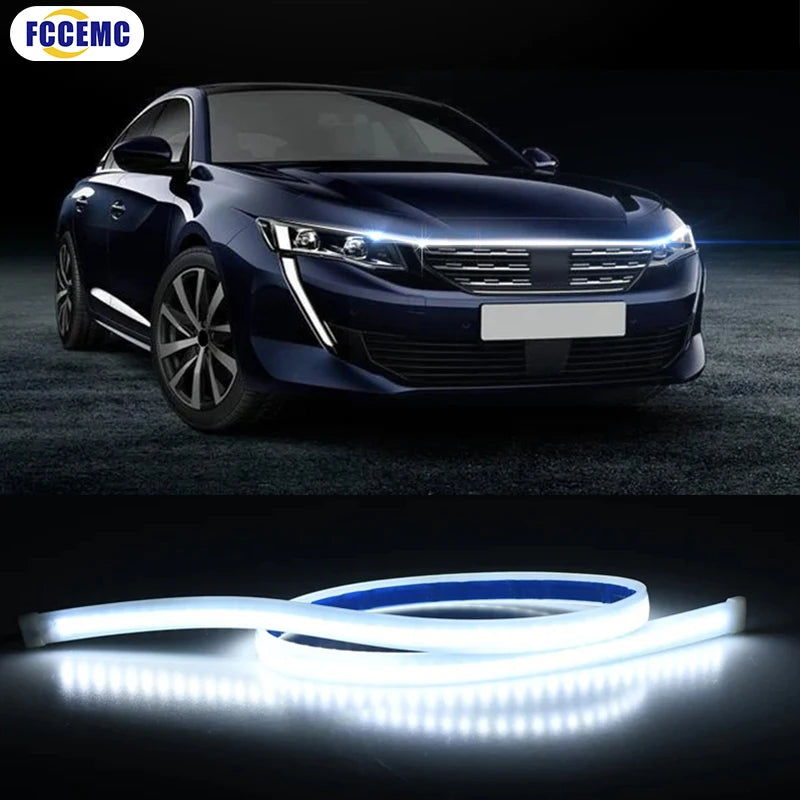 1.8m/1.2m LED Car Hood Atmosphere Lght Strip Waterproof Auto Exterior Decoration Lighting Decorative Headlights Ambient Lamp 12V