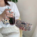 Cute Floral Corduroy Pencil Case Small Cosmetic Lipstick Travel Portable Storage Bag Stationery Pen Makeup Bag Handbag Organizer