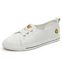 Comemore Summer Leather Women Casual White Vulcanized Shoes Sneakers Comfortable Flats Fashion 2022 Women's Slip-on Shallow Shoe