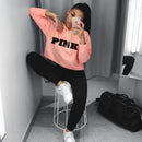 The New Popular Monogrammed Long-sleeved Midriff-cut Short Plus Velvet Hoodie