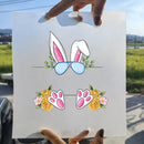 15cm New Easter Egg Rabbit Iron On Heat Transfer Stickers For Clothes DTF Pinted Vinyl Thermal Appliques Washable T-Shirt Decal