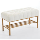 Teddy fabric Upholstered Storage Shoe Bench, Modern Bedroom Bench with Metal Legs for Living Room, Entryway, Dining Room,