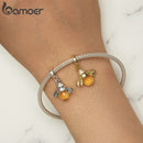 BAMOER Classic New 925 Sterling Silver Orange Wing Animal Bee Pendants fit  Bracelet for Women Accessories SCC035