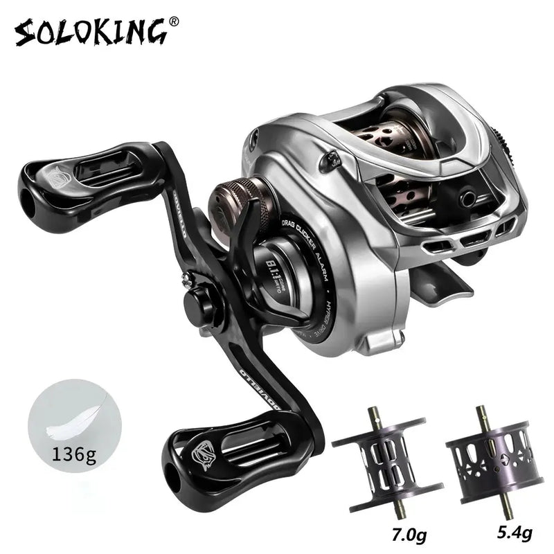 SOLOKING ACURA HICC50 136g Ultralight Baitcasting Reel BFS Fishing Reel 7.1/8.1 Gear Ratio Saltwater 10+1BB 4KG Power Baitcaster