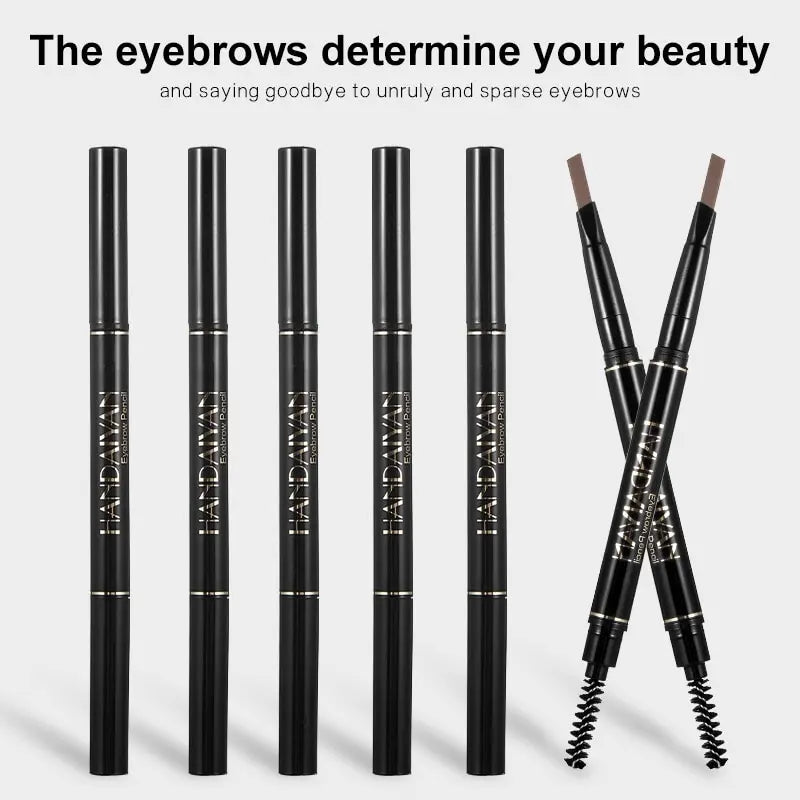 HANDAIYAN Eyebrow Pencil Automatic Rotating Double Head Long Lasting Natural Waterproof 5 Color Triangle Eyebrow Pen Make Up