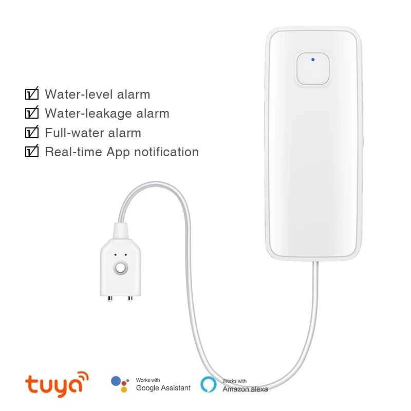 Tuya WiFi Water Level Sensor Leak Alarm Detector Smart Life Security Sound Alarm Overflow Flood Leakage Sensor Remote Monitor