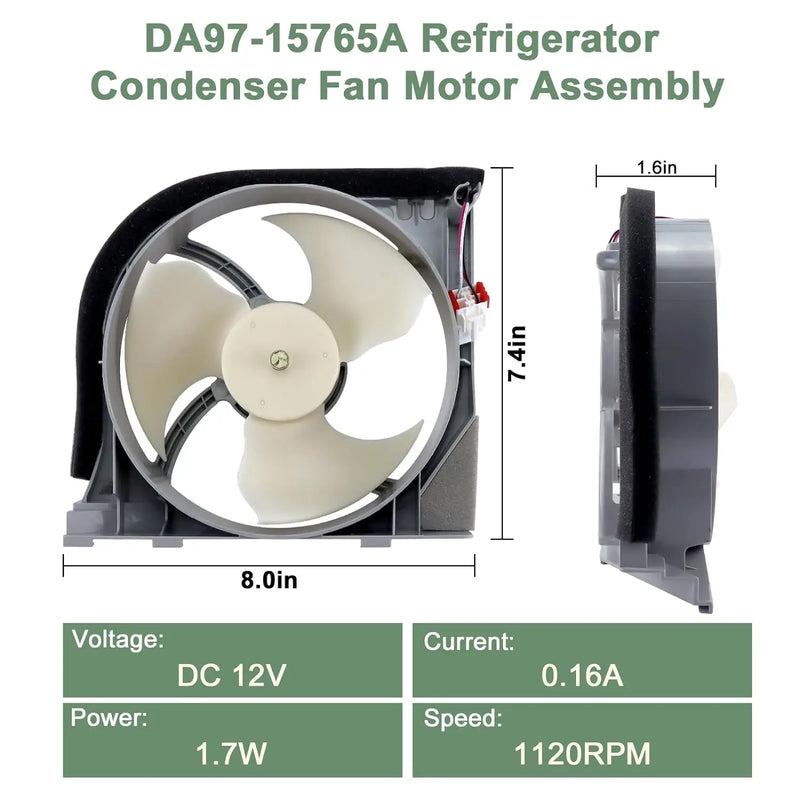 DA97-15765A DA31-00340A DA97-12842A DA97-15765C for Sam sung Refrigerator Condenser Fan Motor Assembly Replaces EAP11733650