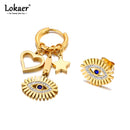 Lokaer Vintage Perlensternaugen Charm Ohrringe für Damen Wasserdicht Edelstahl Zirkonia Kristall Creolen Schmuck серьги E23226