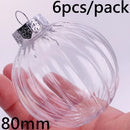6 Pieces x DIY Shatterproof Transparent Home Christmas Decoration Bauble Ornament 80mm Plastic Window Opening Ball