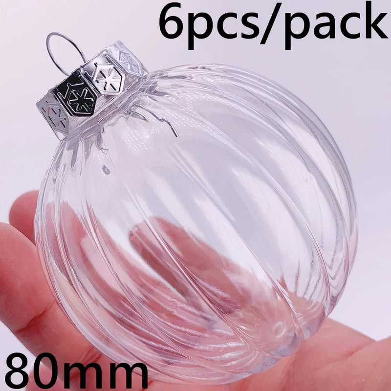 6 Pieces x DIY Shatterproof Transparent Home Christmas Decoration Bauble Ornament 80mm Plastic Window Opening Ball