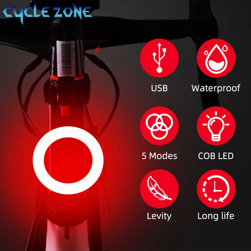 Fahrrad-Rücklicht mit mehreren Beleuchtungsmodi USB-wiederaufladbares LED-Fahrradlicht Flash Rücklicht für MTB-Fahrradsattelstütze
