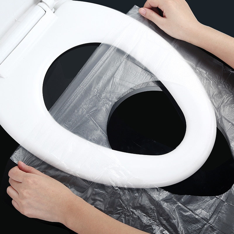 50Pcs Disposable Toilet Seat Cover Mat Portable 100% Waterproof Safety Toilet Seat Pad For Travel/Camping Bathroom Accessiories