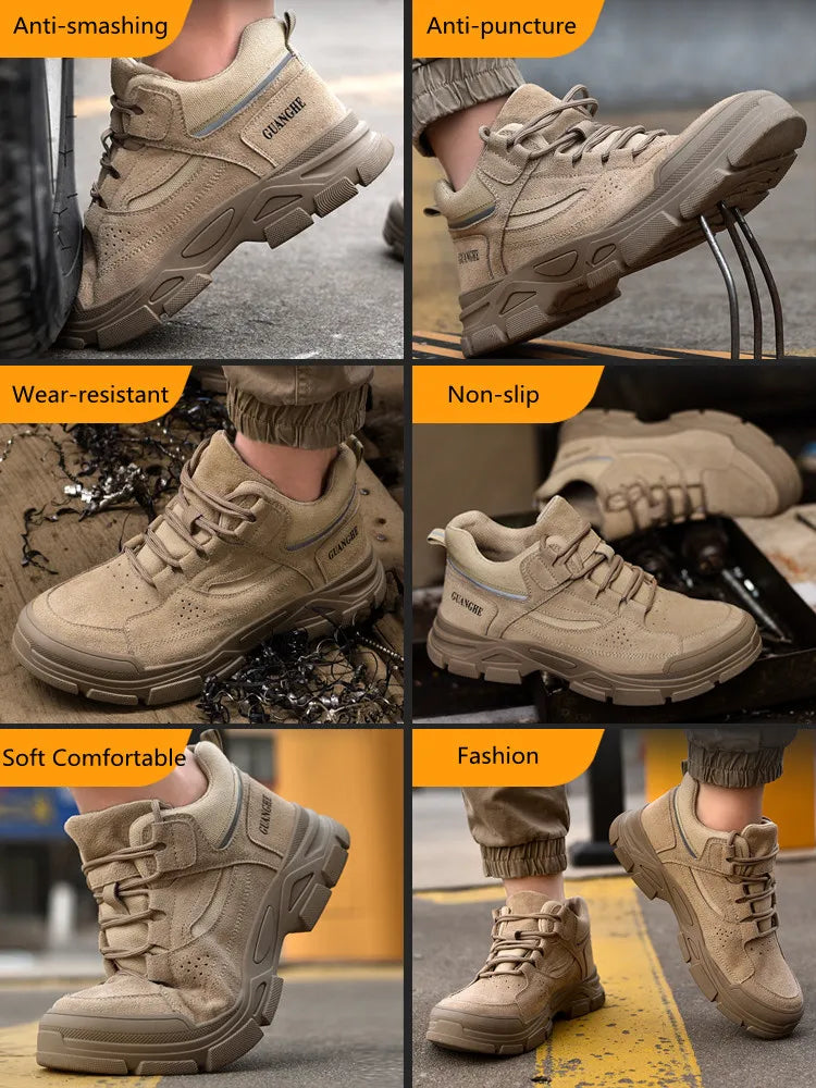 Men Work Safety Boots Women Autumn Winter Indestructible Safety Shoes Anti-smashing Protective Steel Toe Work Shoes