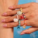 Neue koreanische bunte böhmische kleine Blumenringe Sets handgefertigte Perlen-Fingerringe für Frauen Mädchen Sommer Strand Schmuck Geschenke