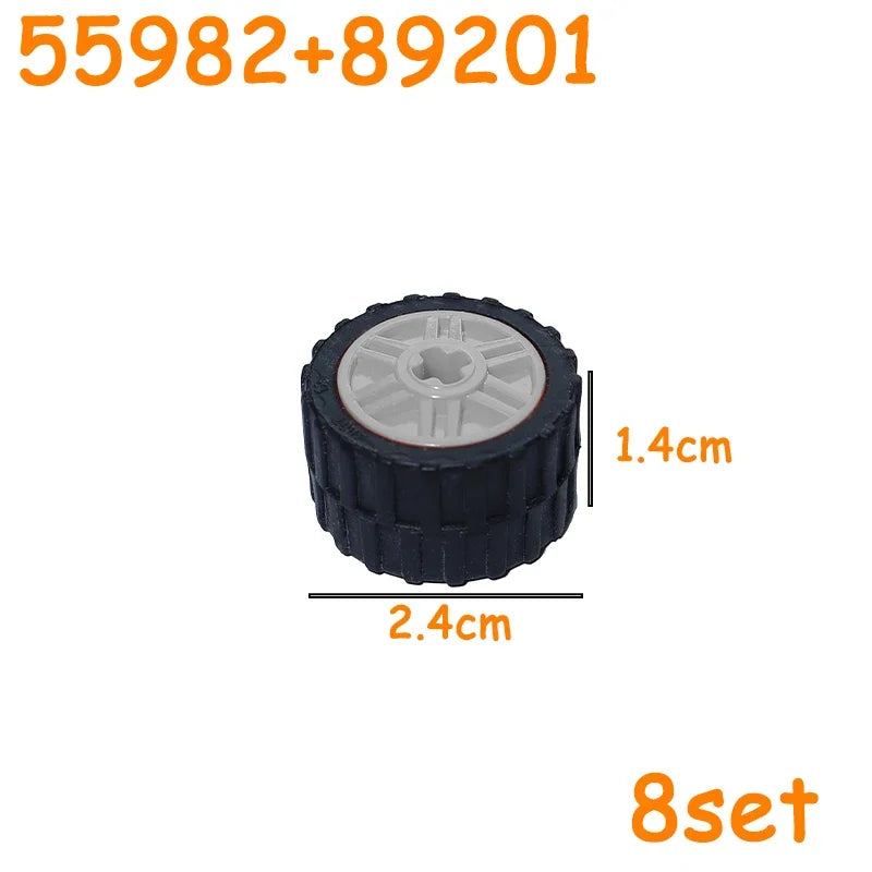 MOC Technical Tire Wheel Cross Hole Set Motorcycle Tyre & Rim Car Truck Wheels Hub Bricks Construction Building Blocks