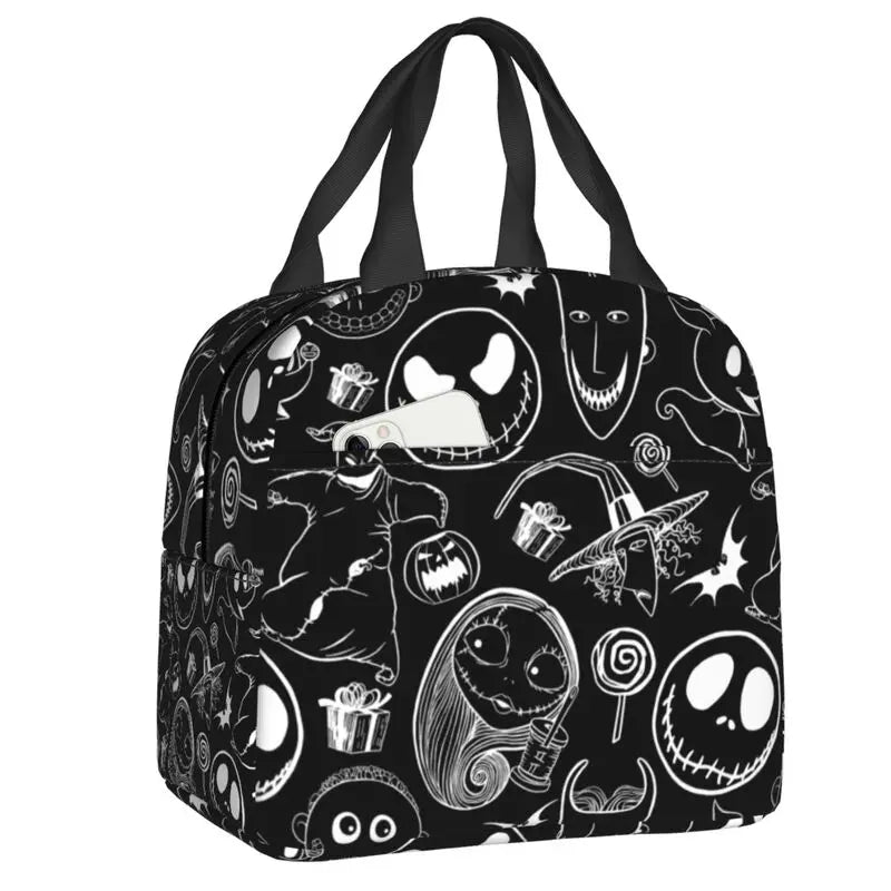 Custom Halloween Insulated Lunch Bag The Nightmare Before Christmas Portable Thermal Cooler Lunch Box Container Tote Bags