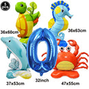 5pcs Cute Sea Animal Balloons Include Crab Seahorse Dolphin Turtle Shape Balloon Under The Sea Party Decors for 1st Birthday