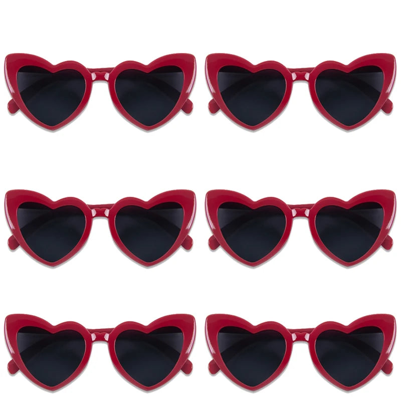 8pcs/6pcs Bachelorette Hen Party Sunglasses Black Heart Shaped Glasses Bride To Be Bridesmaid Gifts Wedding Bridal Shower Decor