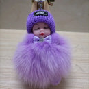 Sleeping Baby Keychain Cute Soft Fluffy Plush Doll Key Ring Women Girl Bags Pendant Backpack Accessories Gifts