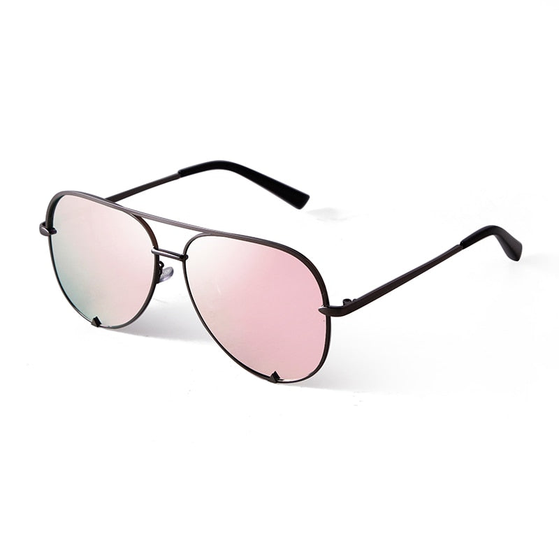 WHO CUTIE UV400 Oversized AVIATION Sunglasses Women Brand Designer Vintage Flat Top Pink Mirror Pilot Sun Glasses Shades OM806
