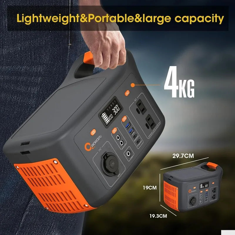 Portable Power Station 256Wh,LiFePO4 Power Station 20000mAh Solar Generator Quick Charge/110V AC Outlets/DC Ports and LED Light