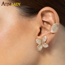 Shiny Marquise Leaf Cubic Zirconia CZ Paved Delicate Stud Earrings for Women Wedding Party Assorted Styles Jewelry Pendanties