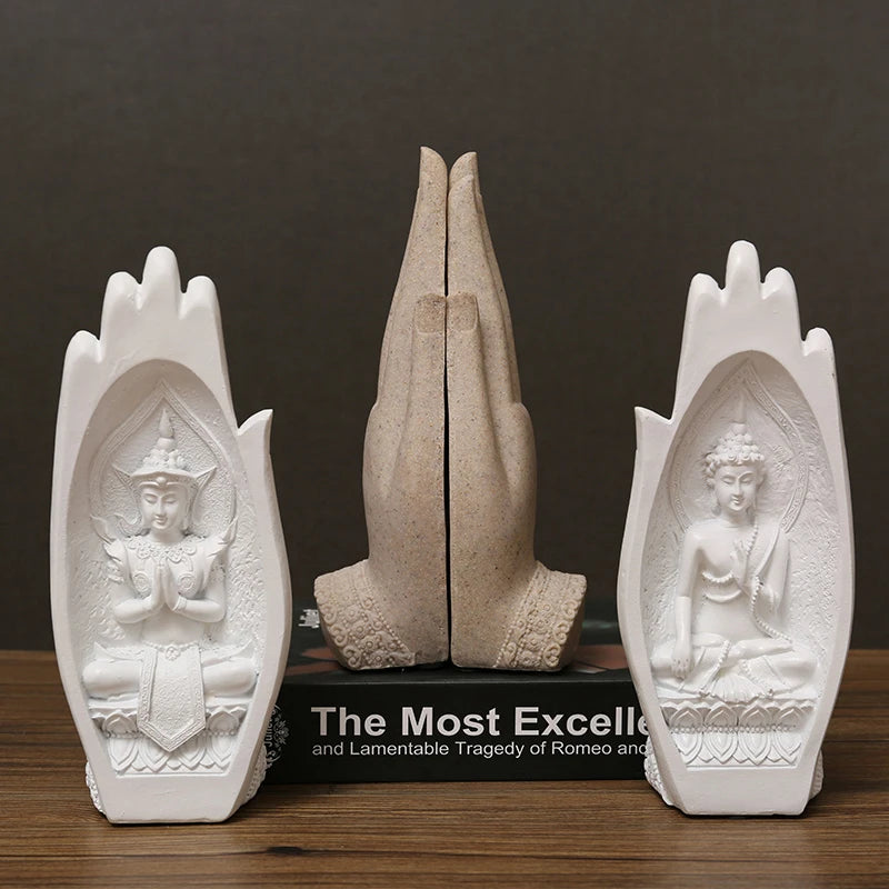 2Pcs Buddha Statue Hands Sculptures Monk Figurine Tathagata India Yoga Fengshui Home Decoration Ornament Accessories