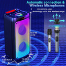 Wireless Bluetooth Speaker, Karaoke Machine with 2 Microphone, Home Karaoke System with LED Party Light, Remote Control