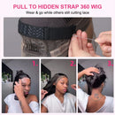 Invisible Strap 360 HD Lace Front Wigs Human Hair Kinky Straight 220 Density 360 Full Lace Wig Drawstring Glueless Wig For Women