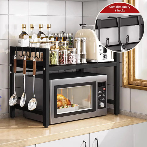 The Kitchen Architect | Expandable 42-64cm Microwave Shelf Organizer